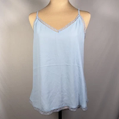 Top cami satinado con ribete de encaje azul bebé para mujer mediano romántico Fairy Forever 21 años 90 Foto 1 de 4