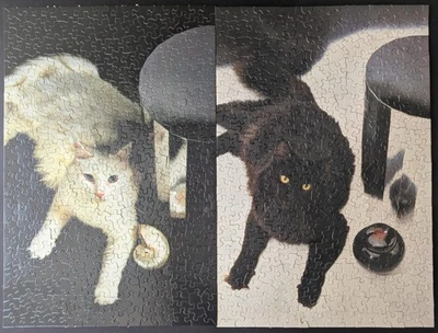 Springbok SPLIT PERSONALITY 700+ pc 2 in 1 Jigsaw Puzzle GRAND MASTER Black Cat - Image 1 of 4