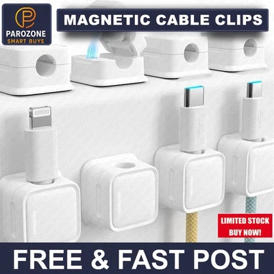 8 Pack Magnetic Cable Management Clips Phone Charging Cord Holder UK - Image 1 of 4