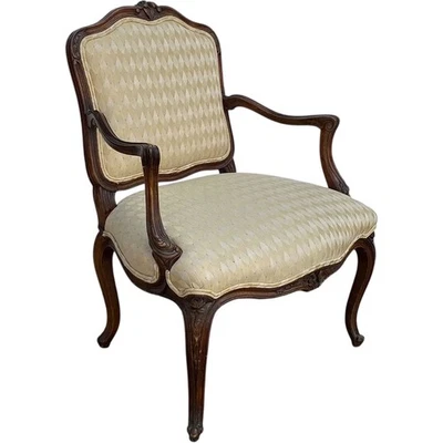 Antique French Louis XV Style Walnut Upholstered Fauteuil Armchair c. 1890 - Image 1 of 4