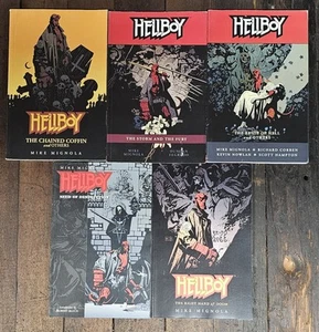 Hellboy TPB 5 Book Lot Seed Of Destruction Chained Coffin Storm & Fury '94-'02 - Picture 1 of 3