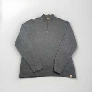 Maglione Carhartt 1/4 Zip Relaxed Fit Uomo L Marrone Finto Collo 100007 Gomitieri - Foto 1 di 8