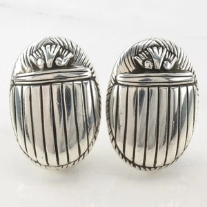 Large Scarab Sterling Silver Clip On Earrings - Picture 1 of 6