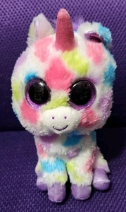 TY Wishful Regenbogen Einhorn Beanie Boo 6 Zoll Plüschtier Stofftier gepunktet gebraucht  - Bild 1 von 5