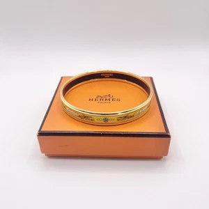 Hermès Émail PM Bangle Bracelet - Black Enamel with Gold-Tone Hardware - Picture 1 of 8