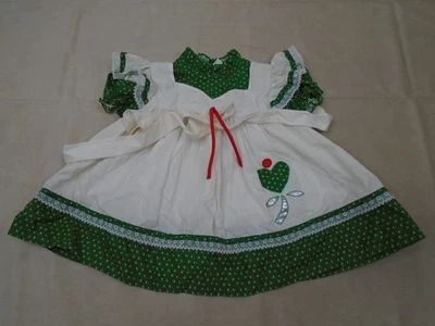 Vintage 80s Nana’s Pet JC Penney Green Heart Dress With Pinafore Apron Size 2T - Image 1 of 4