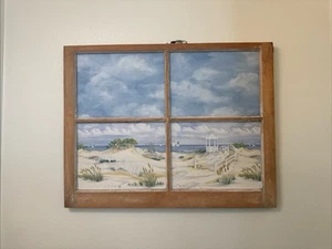 Beach Scene Canvas Wall Art: Bedroom Large Modern Ocean Window Print Relaxing Co - Picture 1 of 1
