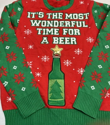ES EL MOMENTO MÁS MARAVILLOSO PARA UNA CERVEZA FEO NAVIDAD VACACIONES SUÉTER NUEVO GRANDE Foto 1 de 4