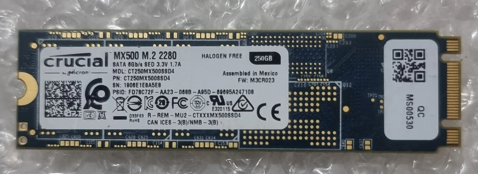 Crucial MX500 250GB M.2 2280 NVMe PCIE GEN3 X4 CT250MX500SSD4 Laptop - Image 1 of 1
