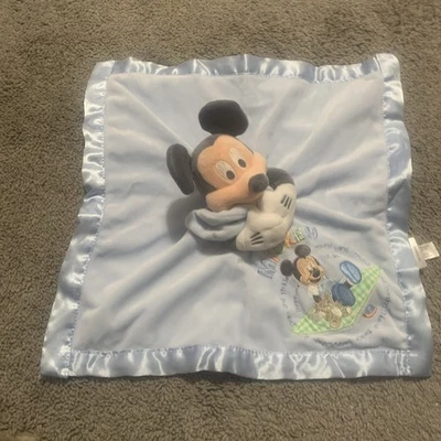 Disney Mickey Mouse Redondo el Jardín Azul Satinado Lovey Bebé Manta de Seguridad Foto 1 de 4