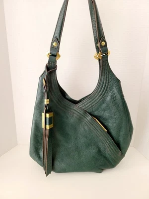 OrYANY Bolso de Mano Cuero Guijarro Verde Profundo Bolso Hobo de Hombro Usado en Excelente Condición Foto 1 de 4