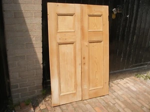 Pair of reclaimed Victorian stripped pine cupboard doors #1 - Picture 1 of 2