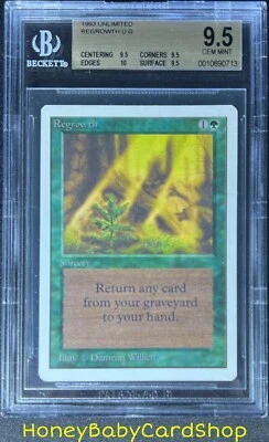 MTG Unlimited Edition 1993 Regrowth BGS 9.5Q+ (TRUE QUAD+) GEM MINT 93/94 - Image 1 of 4