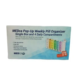 MEDca Organizzatore Pillole Pop-Up Settimana l Scatola Singola | 4 Scomparti Giornalieri Farmaci  - Foto 1 di 5