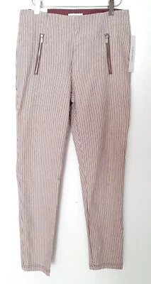 Calvin Klein 弹性修身正装裤条纹米色棕色组合尺寸 6 全新带标签 — 第 1/4 张图片