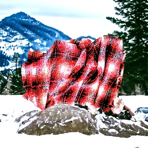 Plaid Poncho/Wrap/Shawl GAP Navy Blue Red So Soft Gift School Work Teen Women* - Picture 1 of 10