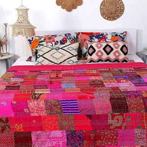 Beautiful Kantha Quilt Indian Throw Handmade Bedding Blanket Bedspread Patchwork - Picture 1 of 7