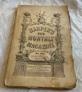 Harper's New Monthly Magazine No 3 August 1850 - Imagen 1 de 10