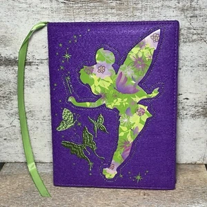 Walt Disney Tinker Bell Embroidery Cover Notebook Bookmark Purple & Green 8"x6" - Picture 1 of 18