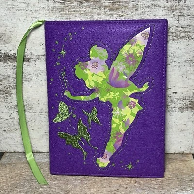 Walt Disney Tinker Bell Embroidery Cover Notebook Bookmark Purple & Green 8"x6" - Image 1 of 4