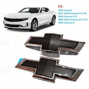 Front Rear Chrome Black Bowtie Emblems Fit 2016-2024 Chevrolet Camaro Gen GM - Bild 1 von 9