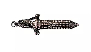 Goth-like Metal Sword Necklace or Bracelet Pendant or Charm with Rhinestones - Picture 1 of 4