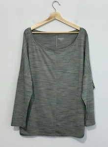 Athleta Essence Flow Printed Top Womens XL Sage Spacedye Scoop Neck Long Sleeve - Picture 1 of 9