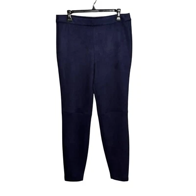 Nuevo con etiquetas Pantalones Elie Tahari Para Mujer Grandes L Vegano Gamuza Imitación Cuero Azul Marino Legging Foto 1 de 4