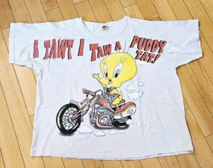 Vintage 90’s Tweety Bird Sylvester Motorcycle Womens T Sleep Shirt - Picture 1 of 12