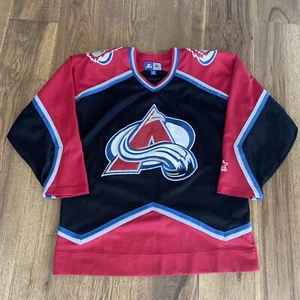 VTG STARTER Colorado Avalanche BLACK NHL Hockey Jersey Medium Alternate - Picture 1 of 8