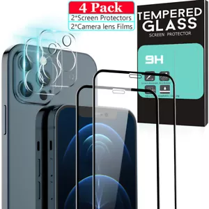 4er Pack für iPhone 12 11 Pro Max Hartglas Display Kamera Linse Schutz Cover - Bild 1 von 29