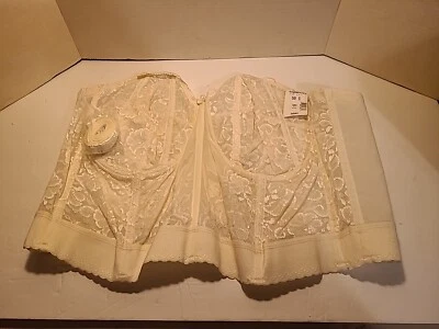 GODDESS VTG NWT 50C BRA IVORY LACE LONGLINE CONVERTIBLE CORSETTE BONED 689 PLUS - Image 1 of 4