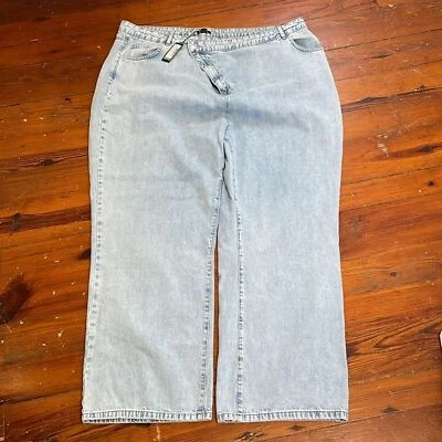 Boohoo Asymmetric Waistband Straight Long Acid Wash Jeans NWT 28 Plus Size - Image 1 of 4