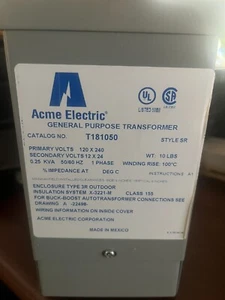NEW Acme Electric Single Phase 240V Low Voltage Distrib Transformer T181050 - Picture 1 of 4