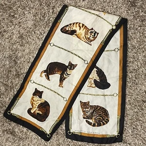 ADRIENNE VITTADINI 100% Silk Multi Cat Print Rectangle Scarf 51x11 - Picture 1 of 8