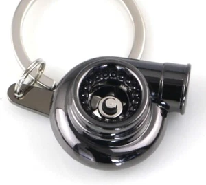 TURBO KEYCHAIN Turbocharger Blow into spinning Turbine Key Chain - GUNMETAL USA - Picture 1 of 7