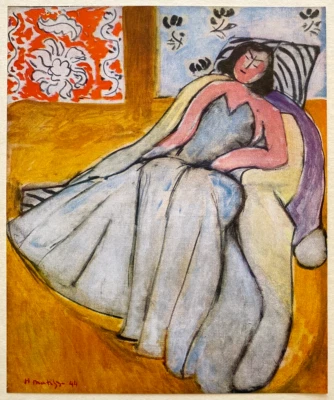 HENRI MATISSE RARO 1946 BELLAS ARTES LITOGRAFÍA IMPRESIÓN "JEUNE FEMME LA PELISSE" 1944 Foto 1 de 4
