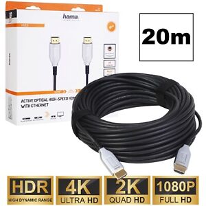 Hama 20m HDMI-Kabel Aktiv Optisches Anschluss-Kabel 4K 3D für TV Beamer Blu-Ray