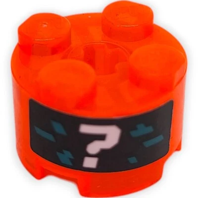 Lego Stein Rund 2x2 Weißes Fragezeichen 3941pb31 Trans Neon Ersatz Ersatzteil - Bild 1 von 4