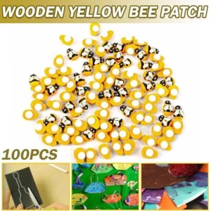100pcs DIY Mixed Mini Bees Self Adhesive Wooden Bumble Bee Craft Card Wood Decor - Picture 1 of 7