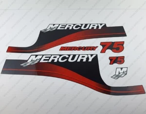 Mercury 75 hp Two Stroke outboard engine decals RED sticker set reproduction - Imagen 1 de 6
