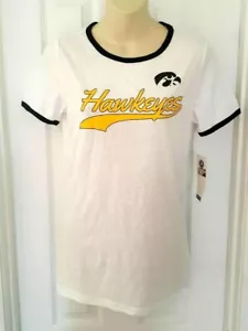 Iowa Hawkeyes Womens T Shirt Size Medium White Tee Black Sparkle Logo J America - Picture 1 of 3
