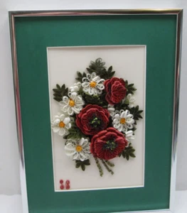 3D Gerolltes Papier Blumen Kunst Passepartout Bild Silber Rahmen 12 x 9 * - Bild 1 von 7