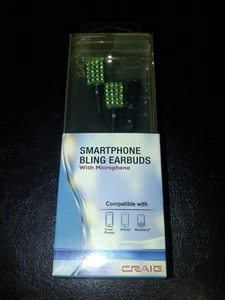 Craig Electronics CHP4831 Green Bling Ear Buds with Microphone New FREE SHIPPI - Picture 1 of 3