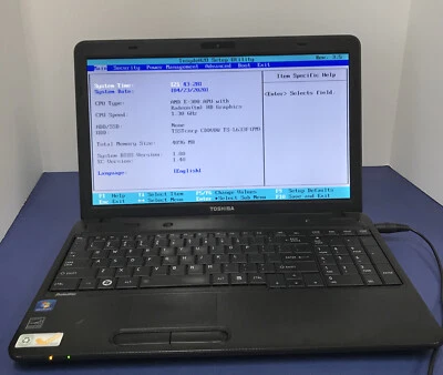*PROBADO* PORTÁTIL TOSHIBA SATELLITE C655D AMD E-300 APU 4 GB RAM CON CABLE DE ALIMENTACIÓN Foto 1 de 4