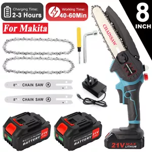 2 Batteries 8'' 4000W Mini Cordless Chainsaw Electric One-Hand Saw Wood Cutter - Picture 1 of 23