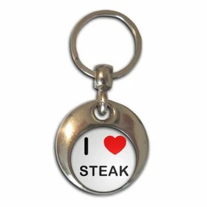 Schlüsselanhänger Steak I Love Herz rund Metall (37 mm x 37 mm) - Bild 1 von 2