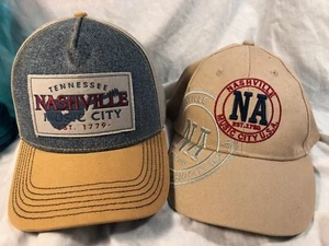 NEW Nashville Tennessee Music City USA Cap Hat Lot of 2 (Strapback & Hook&Loop) - Picture 1 of 12