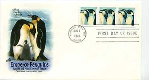 4990, Emperor Penguins coil, ArtCraft, strip of 3, FDC  - Picture 1 of 1