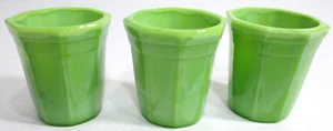 Vintage Akro Agate Glass Tumblers Set of 3 Green Octagonal Child-Size 2" Tall - Picture 1 of 7